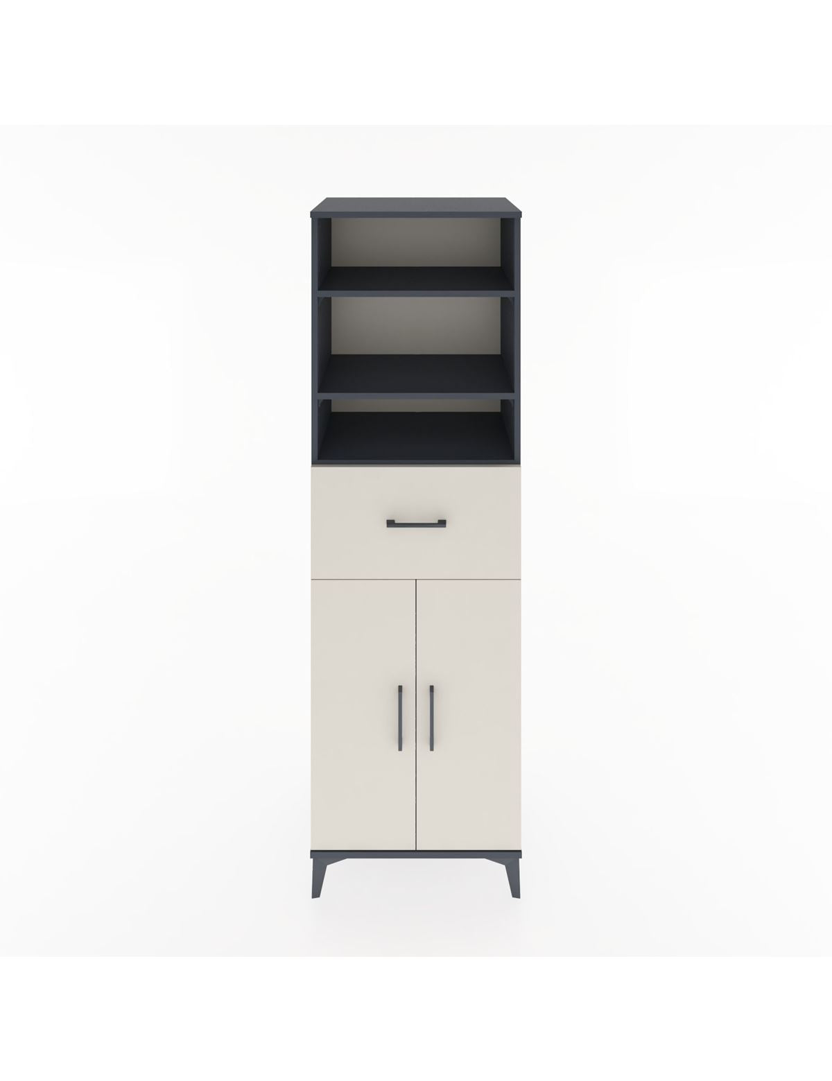 Hyperion Dolap 4 Raflı Tek Çekmeceli 2 Kapaklı 60x44x195 Antrasit-Aytaşı