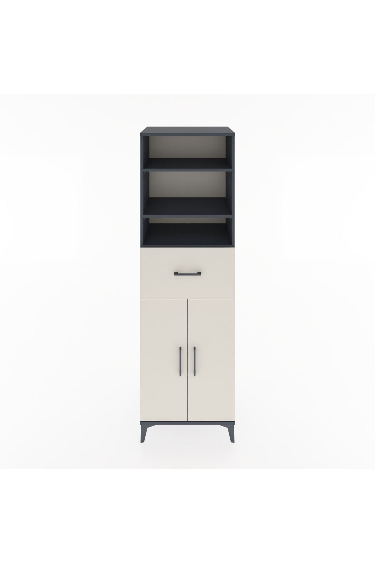 Hyperion Dolap 4 Raflı Tek Çekmeceli 2 Kapaklı 60x44x195 Antrasit-Aytaşı
