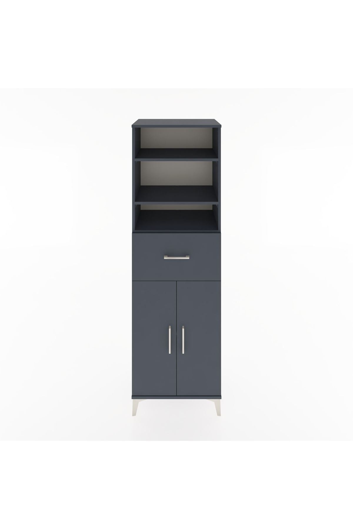 Hyperion Dolap 4 Raflı Tek Çekmeceli 2 Kapaklı 60x44x195 Antrasit-Antrasit