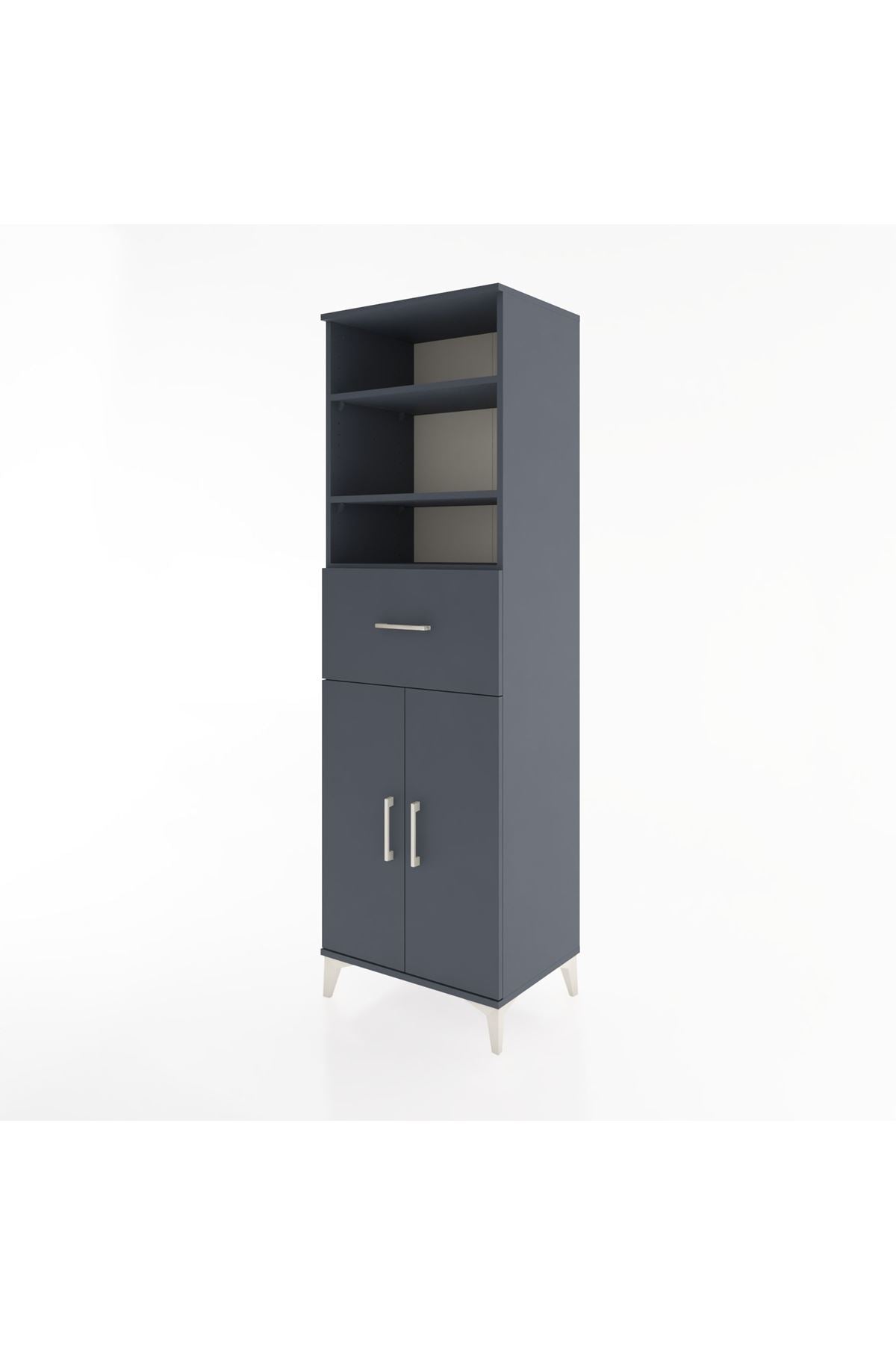Hyperion Dolap 4 Raflı Tek Çekmeceli 2 Kapaklı 60x44x195 Antrasit-Antrasit