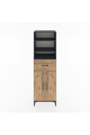 Hyperion Dolap 4 Raflı Tek Çekmeceli 2 Kapaklı 60x44x195 Antrasit-Çam