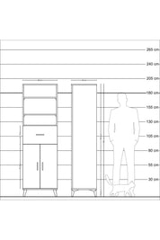 Hyperion Dolap 4 Raflı Tek Çekmeceli 2 Kapaklı 60x44x195 Antrasit-Çam