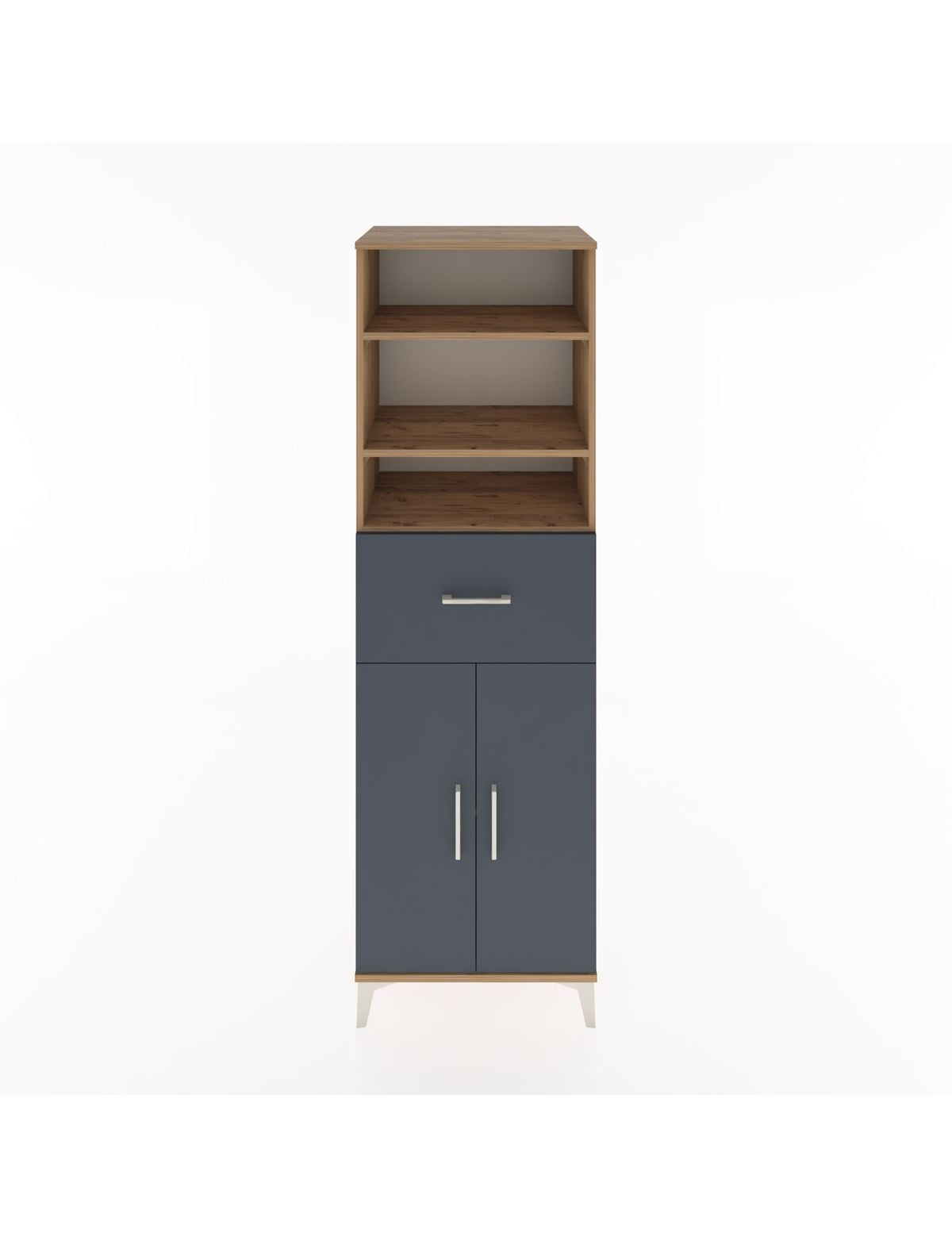 Hyperion Dolap 4 Raflı Tek Çekmeceli 2 Kapaklı 60x44x195 Çam-Antrasit