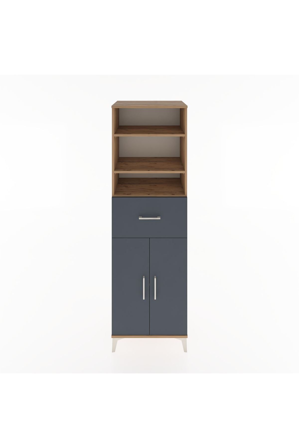 Hyperion Dolap 4 Raflı Tek Çekmeceli 2 Kapaklı 60x44x195 Çam-Antrasit