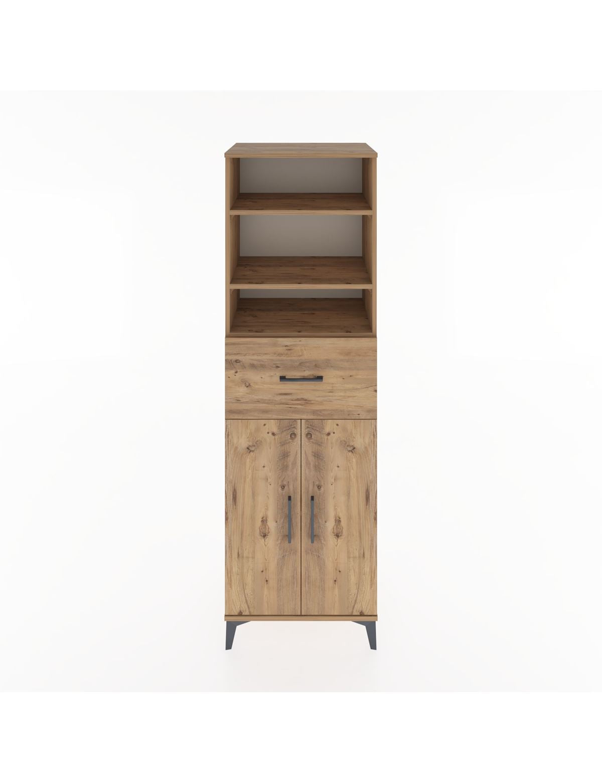 Hyperion Dolap 4 Raflı Tek Çekmeceli 2 Kapaklı 60x44x195 Çam-Çam