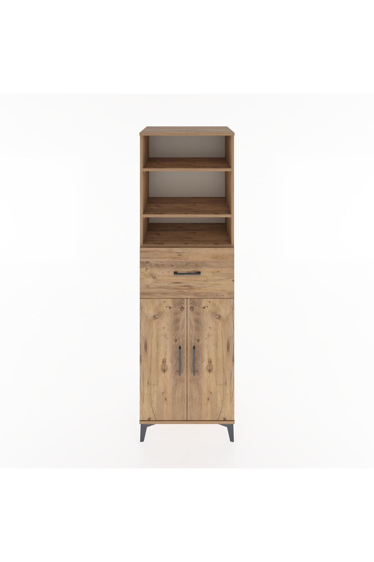 Hyperion Dolap 4 Raflı Tek Çekmeceli 2 Kapaklı 60x44x195 Çam-Çam