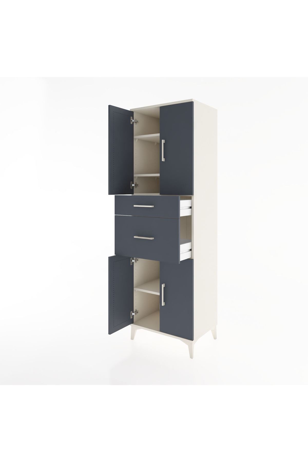 Hyperion Dolap 4 Raflı 2 Çekmeceli 4 Kapaklı 60x44x195 Aytaşı-Antrasit