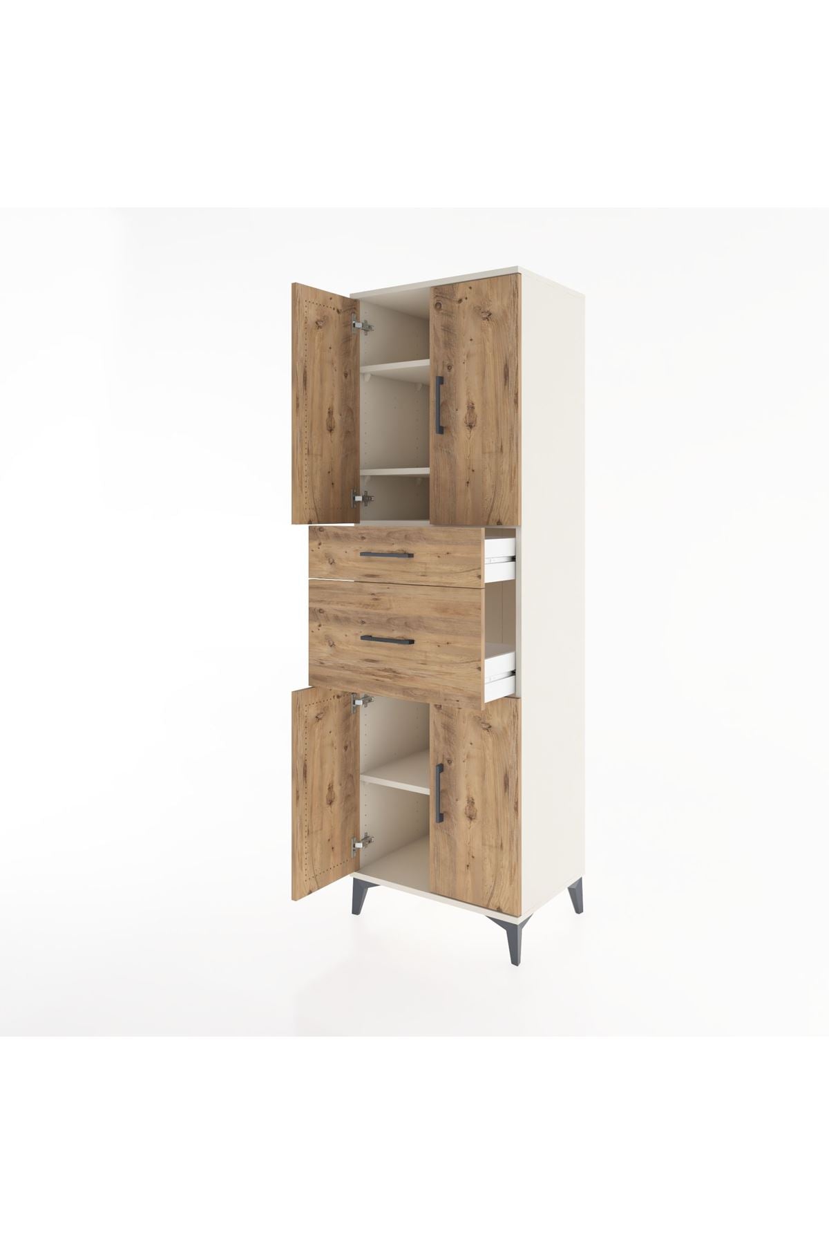 Hyperion Dolap 4 Raflı 2 Çekmeceli 4 Kapaklı 60x44x195 Aytaşı-Çam