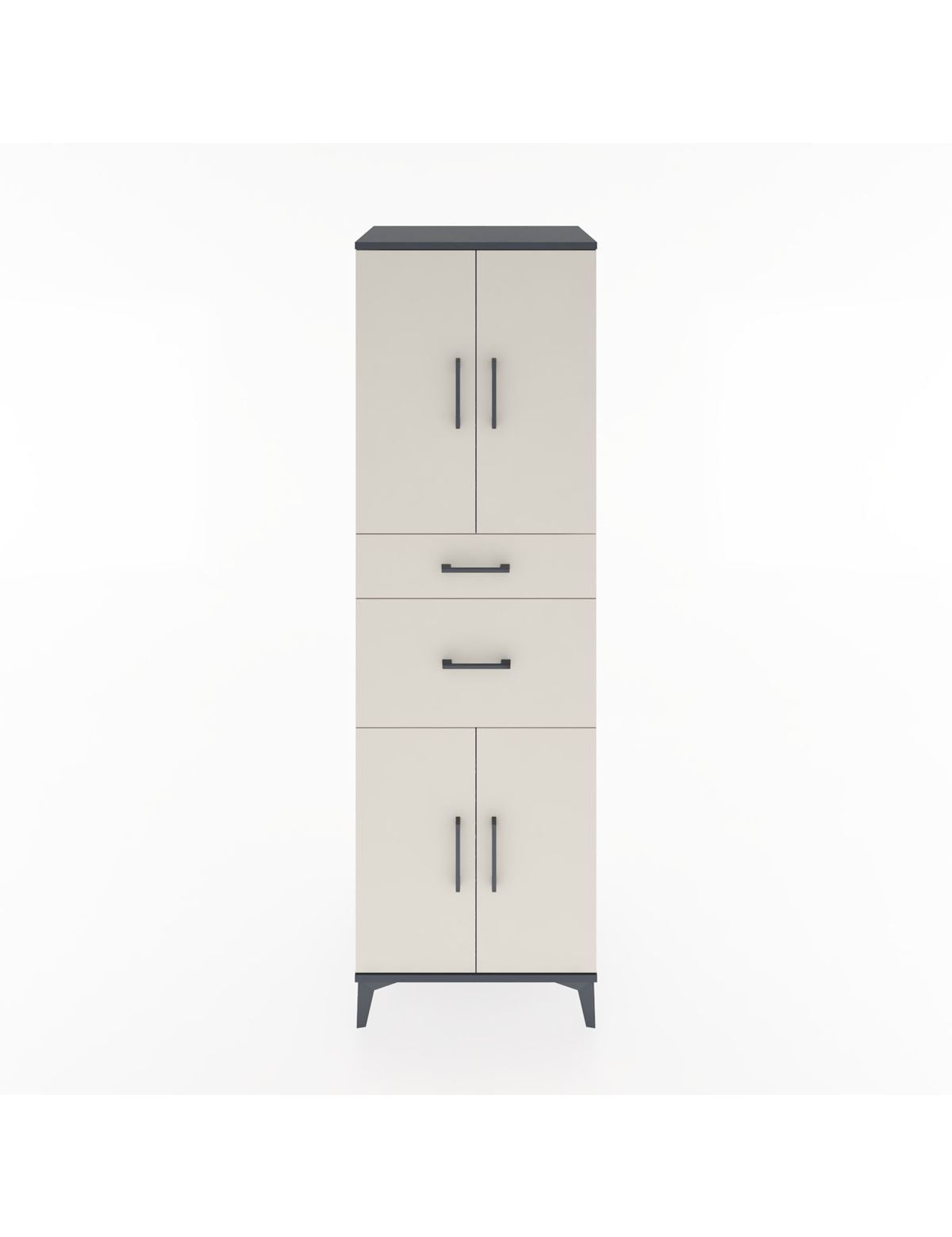 Hyperion Dolap 4 Raflı 2 Çekmeceli 4 Kapaklı 60x44x195 Antrasit-Aytaşı