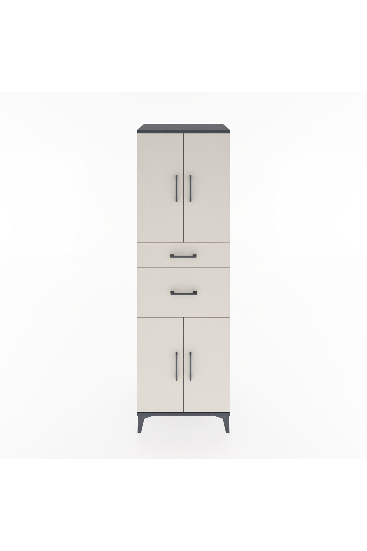 Hyperion Dolap 4 Raflı 2 Çekmeceli 4 Kapaklı 60x44x195 Antrasit-Aytaşı