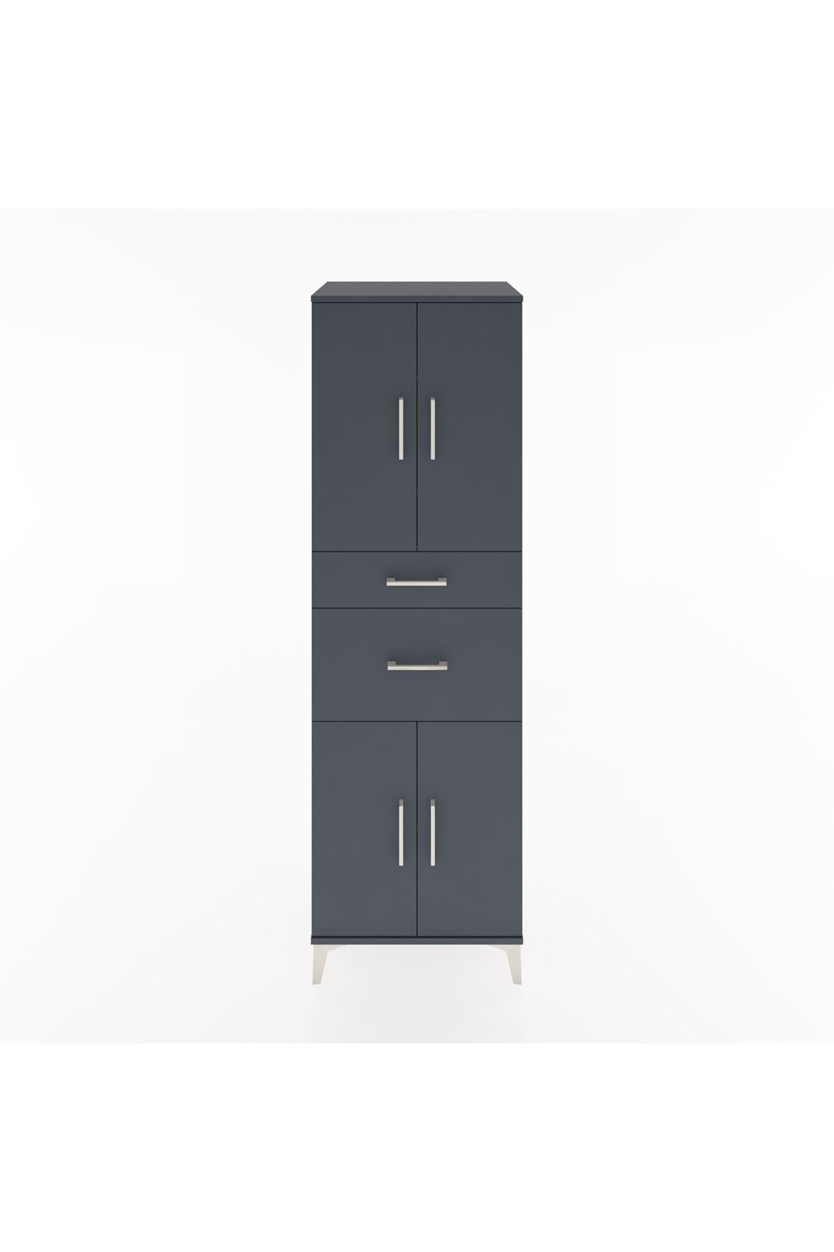 Hyperion Dolap 4 Raflı 2 Çekmeceli 4 Kapaklı 60x44x195 Antrasit-Antrasit
