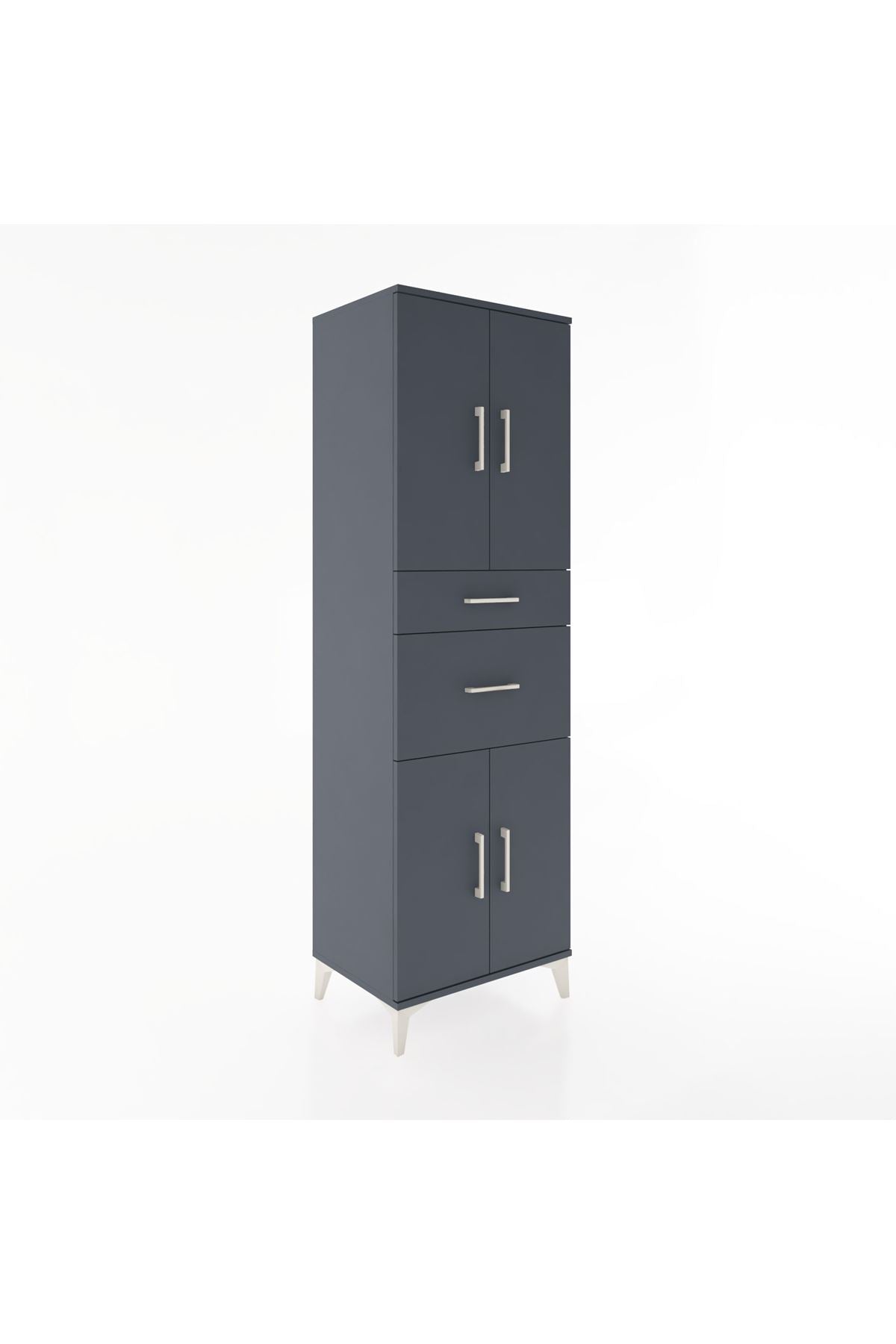 Hyperion Dolap 4 Raflı 2 Çekmeceli 4 Kapaklı 60x44x195 Antrasit-Antrasit