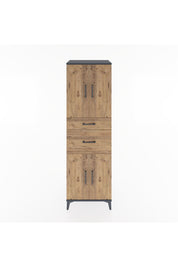 Hyperion Dolap 4 Raflı 2 Çekmeceli 4 Kapaklı 60x44x195 Antrasit-Çam