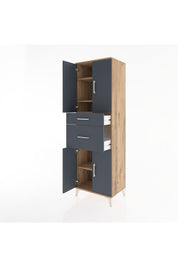 Hyperion Dolap 4 Raflı 2 Çekmeceli 4 Kapaklı 60x44x195 Çam-Antrasit