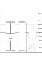 Hyperion Dolap 4 Raflı 2 Çekmeceli 4 Kapaklı 60x44x195 Çam-Antrasit