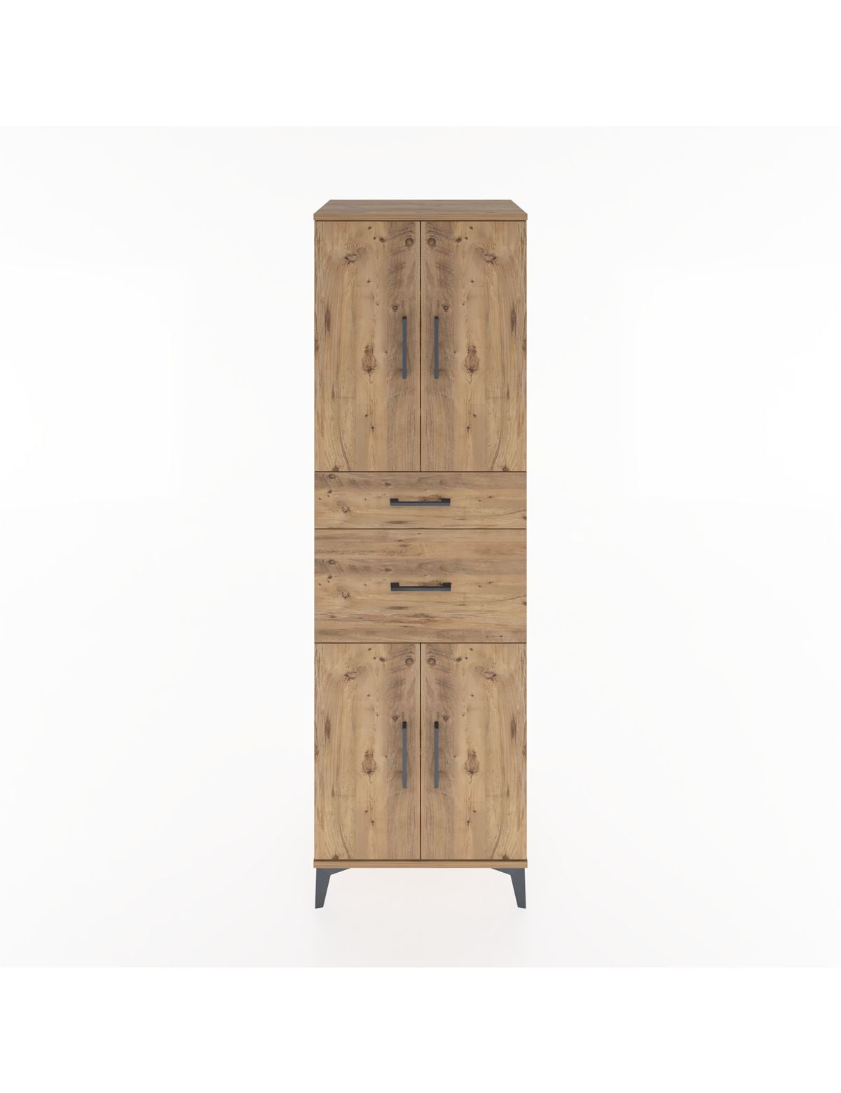 Hyperion Dolap 4 Raflı 2 Çekmeceli 4 Kapaklı 60x44x195 Çam-Çam