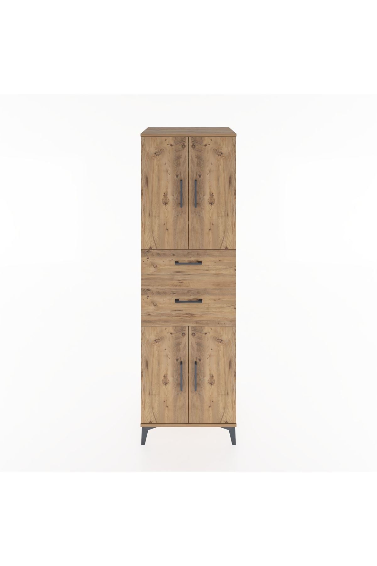 Hyperion Dolap 4 Raflı 2 Çekmeceli 4 Kapaklı 60x44x195 Çam-Çam