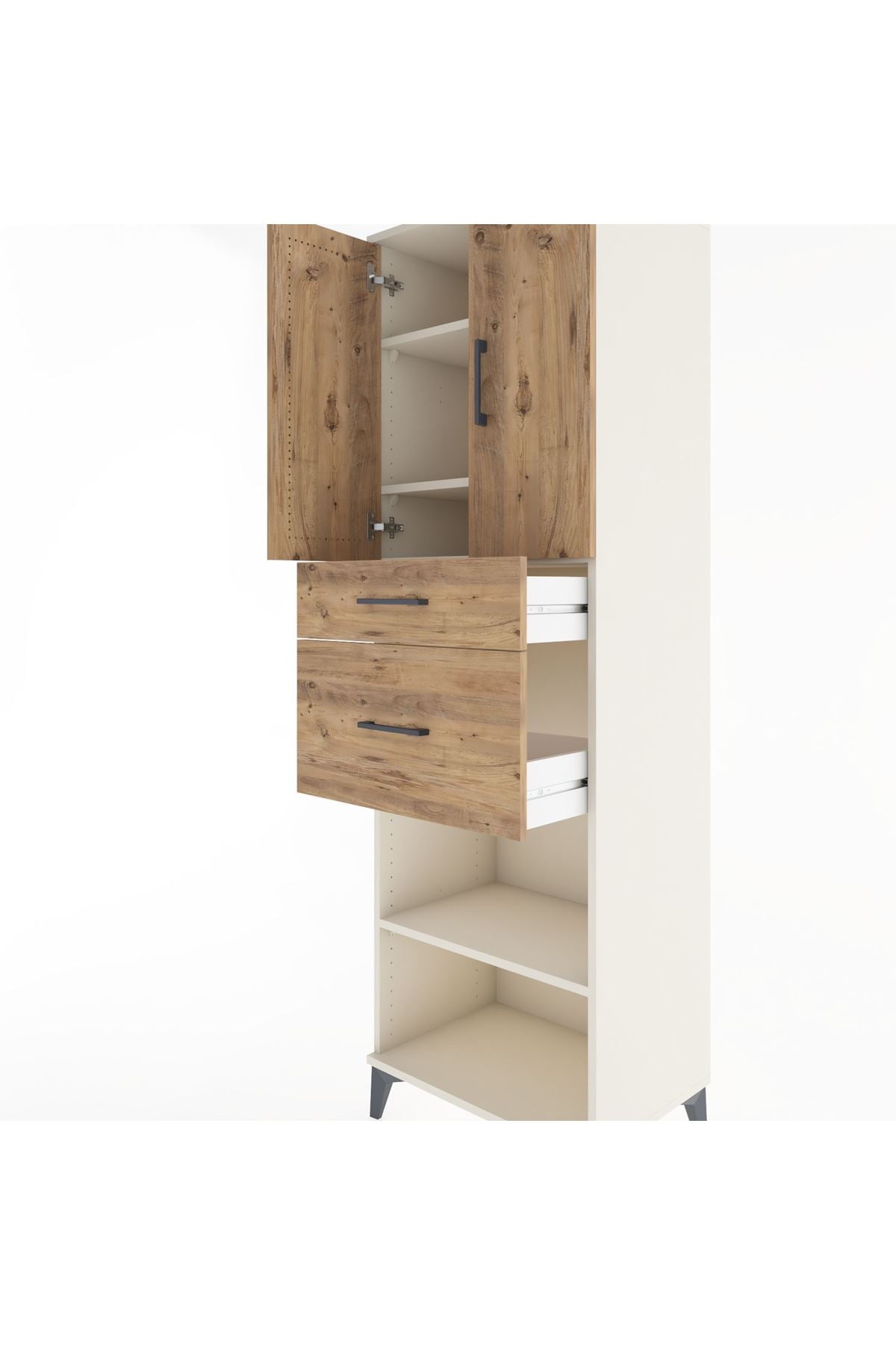 Hyperion Dolap 4 Raflı 2 Çekmeceli 2 Kapaklı 60x44x195 Aytaşı-Çam