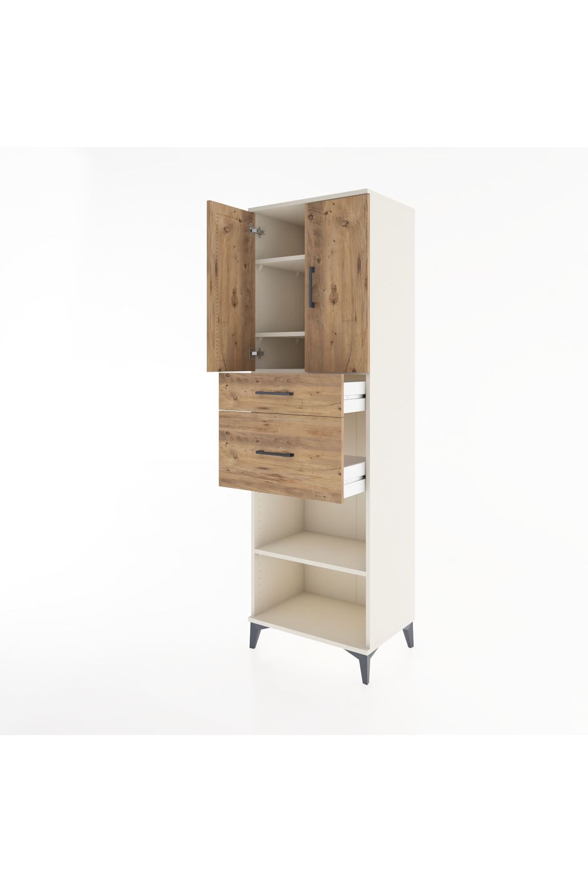 Hyperion Dolap 4 Raflı 2 Çekmeceli 2 Kapaklı 60x44x195 Aytaşı-Çam