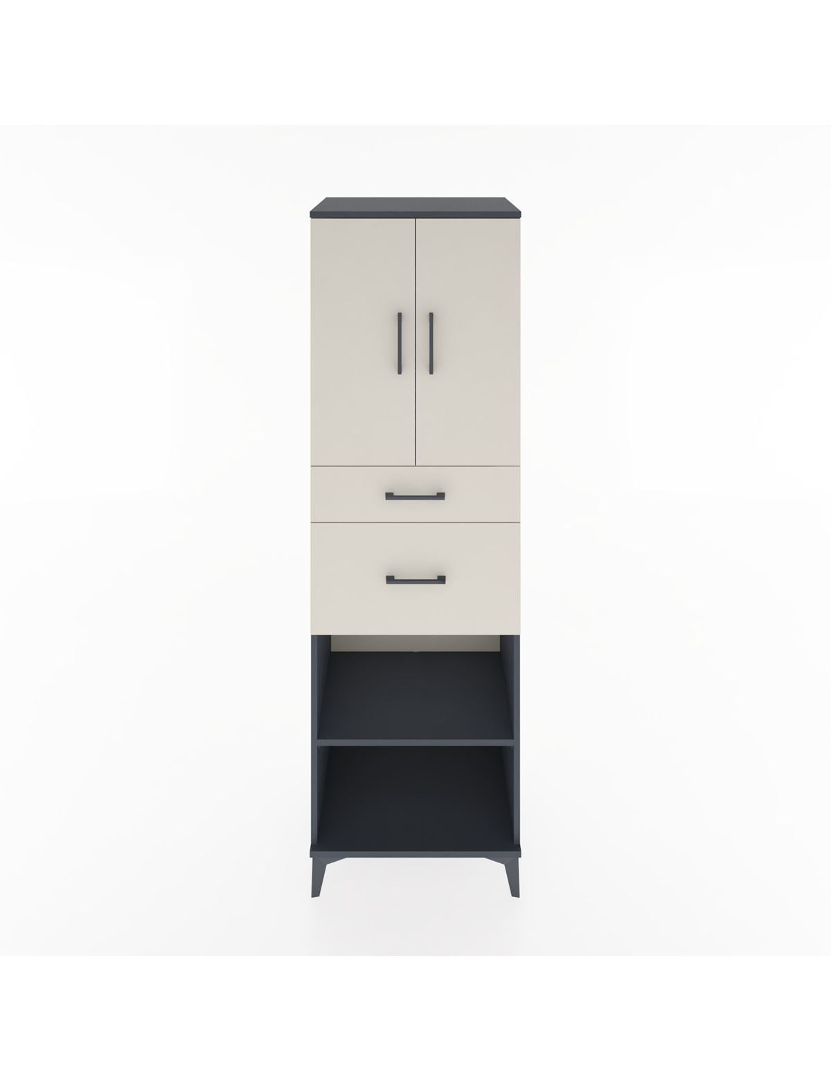 Hyperion Dolap 4 Raflı 2 Çekmeceli 2 Kapaklı 60x44x195 Antrasit-Aytaşı