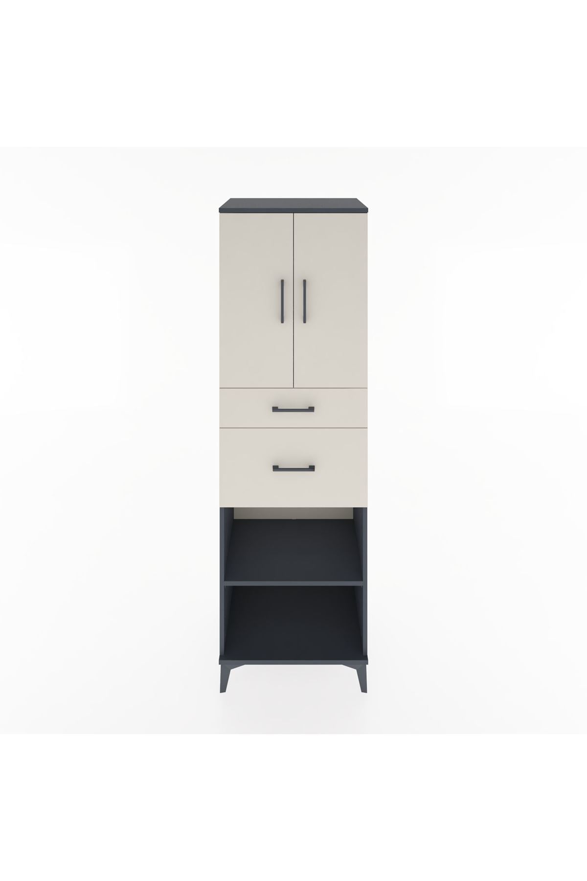 Hyperion Dolap 4 Raflı 2 Çekmeceli 2 Kapaklı 60x44x195 Antrasit-Aytaşı
