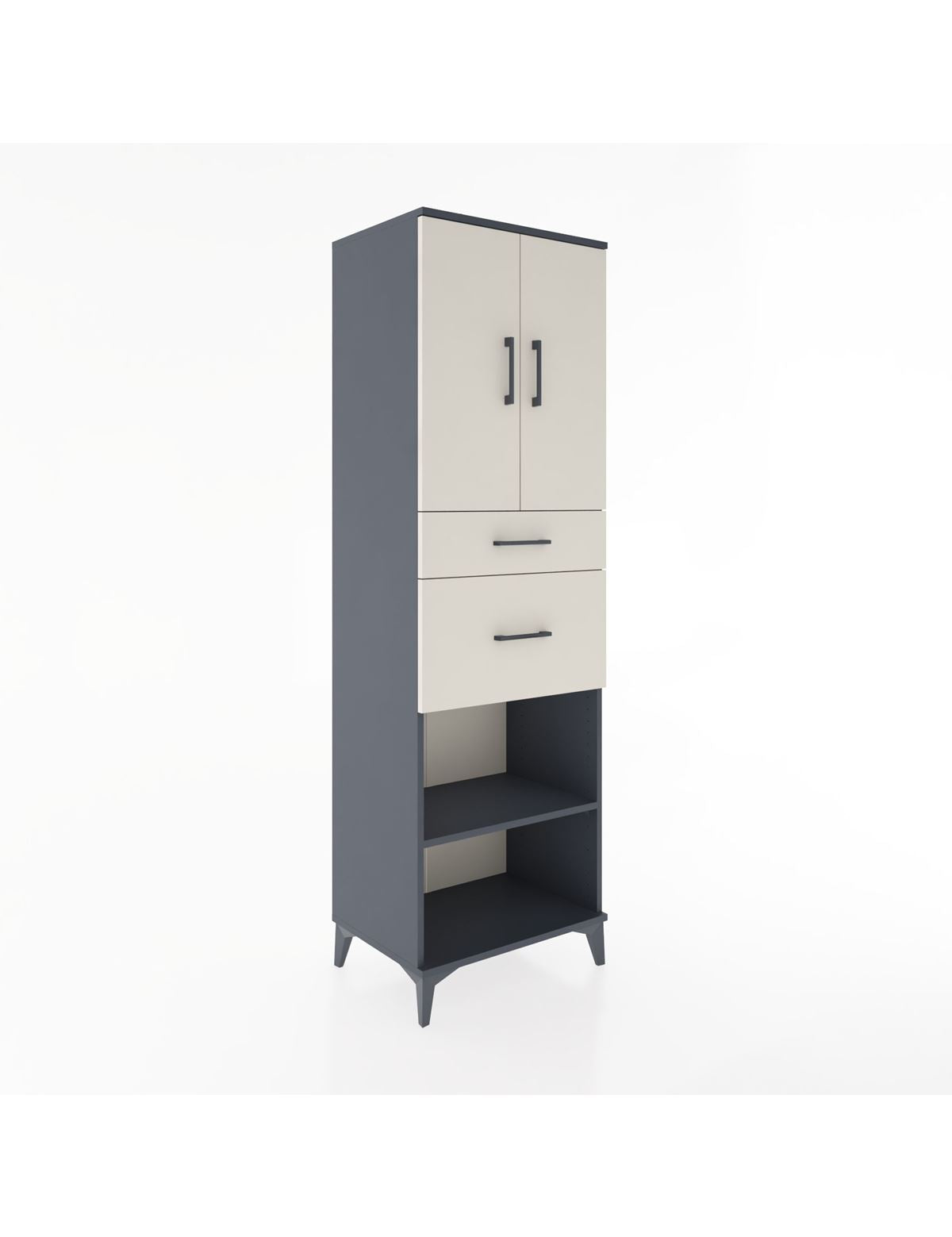 Hyperion Dolap 4 Raflı 2 Çekmeceli 2 Kapaklı 60x44x195 Antrasit-Aytaşı