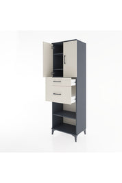 Hyperion Dolap 4 Raflı 2 Çekmeceli 2 Kapaklı 60x44x195 Antrasit-Aytaşı