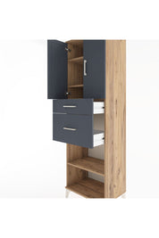 Hyperion Dolap 4 Raflı 2 Çekmeceli 2 Kapaklı 60x44x195 Çam-Antrasit