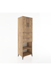 Hyperion Dolap 4 Raflı 2 Çekmeceli 2 Kapaklı 60x44x195 Çam-Çam