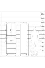 Hyperion Dolap 4 Raflı 2 Çekmeceli 2 Kapaklı 60x44x195 Çam-Çam