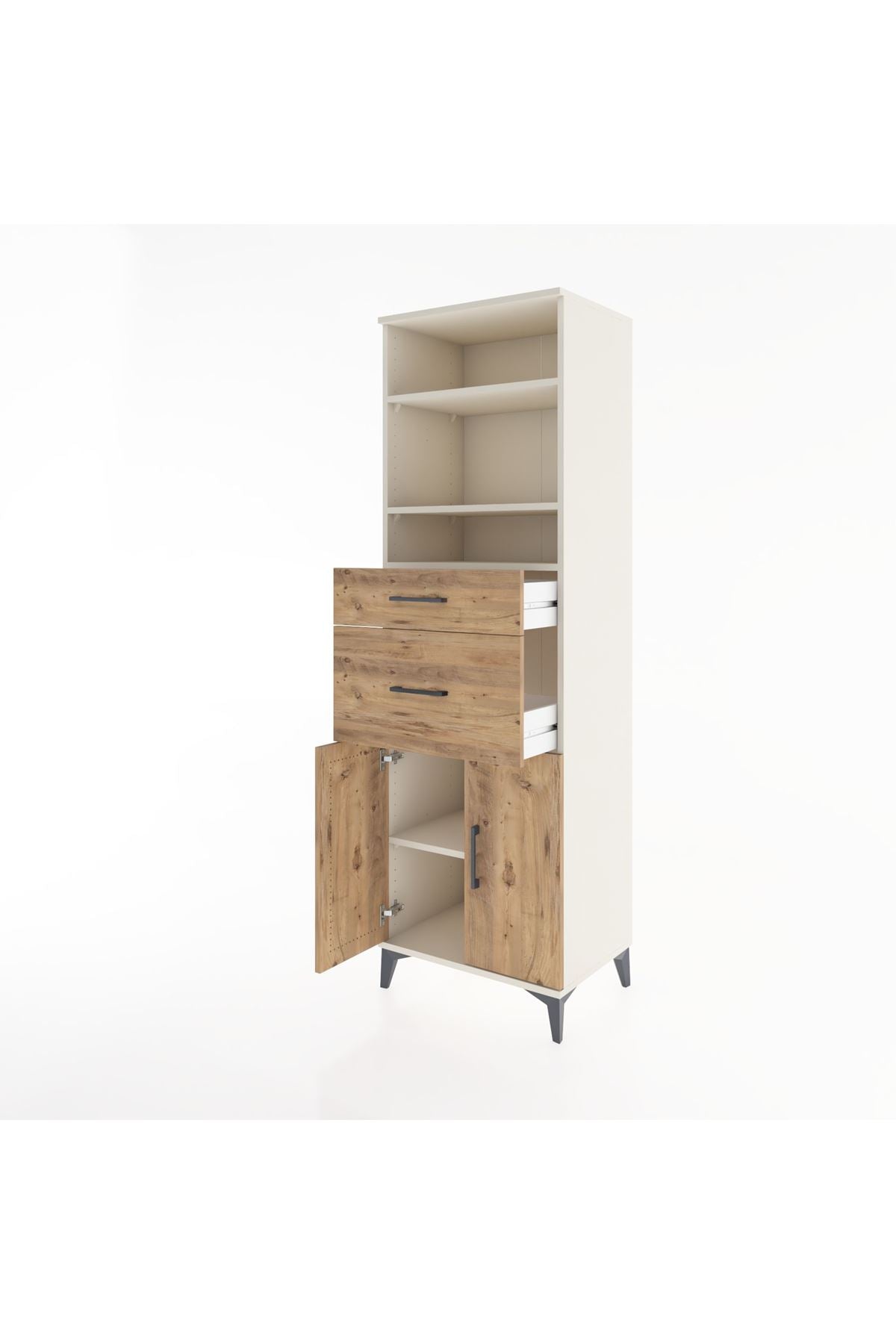 Hyperion Dolap 4 Raflı 2 Çekmeceli 2 Kapaklı 60x44x195 Aytaşı-Çam