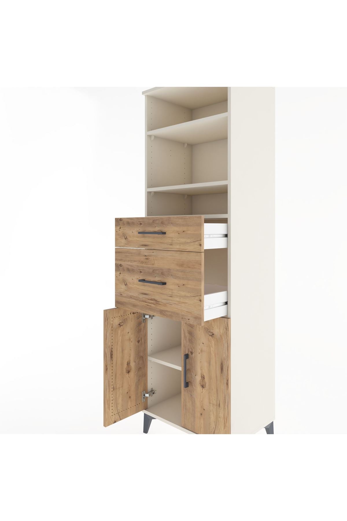 Hyperion Dolap 4 Raflı 2 Çekmeceli 2 Kapaklı 60x44x195 Aytaşı-Çam