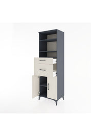 Hyperion Dolap 4 Raflı 2 Çekmeceli 2 Kapaklı 60x44x195 Antrasit-Aytaşı