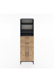 Hyperion Dolap 4 Raflı 2 Çekmeceli 2 Kapaklı 60x44x195 Antrasit-Çam