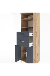 Hyperion Dolap 4 Raflı 2 Çekmeceli 2 Kapaklı 60x44x195 Çam-Antrasit