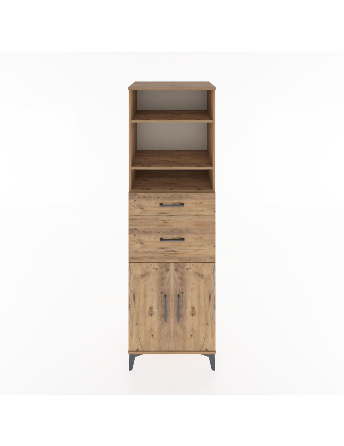 Hyperion Dolap 4 Raflı 2 Çekmeceli 2 Kapaklı 60x44x195 Çam-Çam