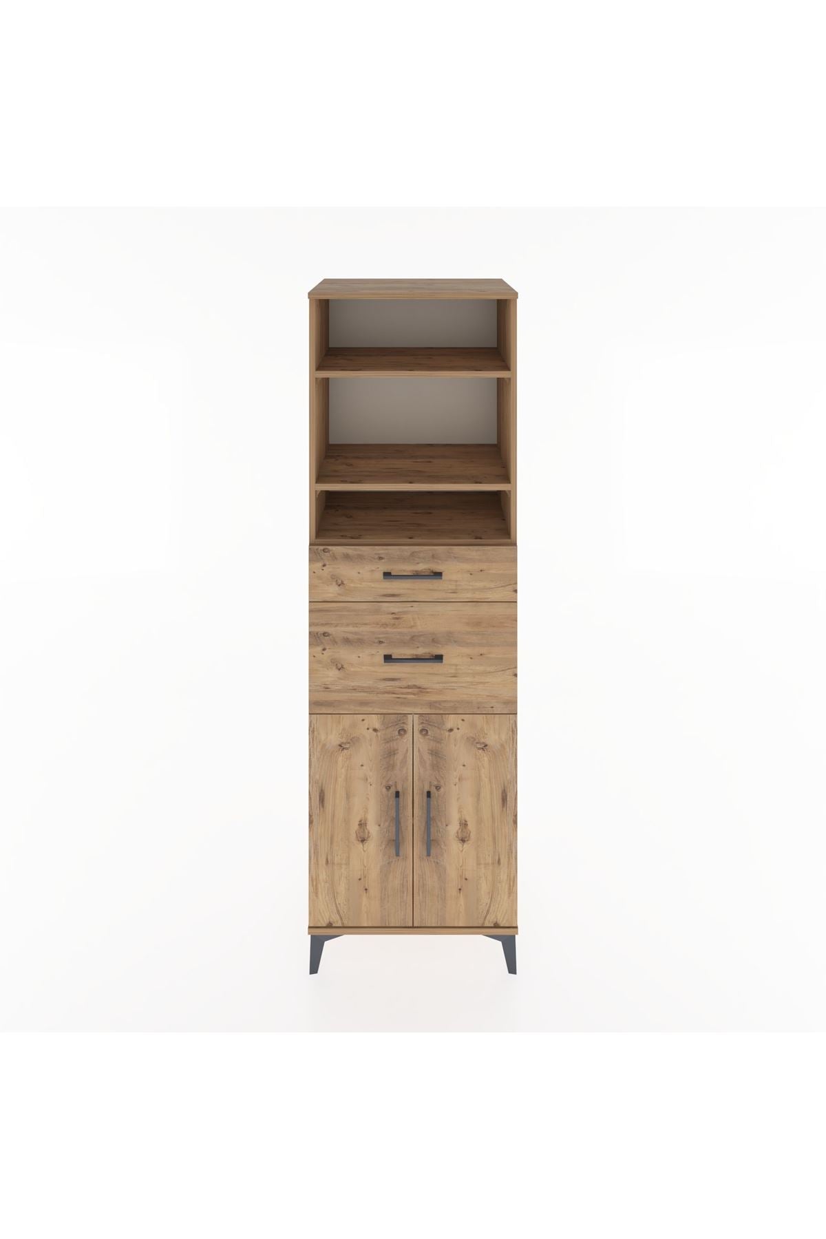 Hyperion Dolap 4 Raflı 2 Çekmeceli 2 Kapaklı 60x44x195 Çam-Çam