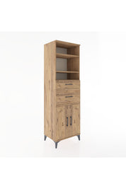 Hyperion Dolap 4 Raflı 2 Çekmeceli 2 Kapaklı 60x44x195 Çam-Çam