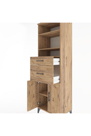 Hyperion Dolap 4 Raflı 2 Çekmeceli 2 Kapaklı 60x44x195 Çam-Çam
