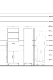 Hyperion Dolap 4 Raflı 2 Çekmeceli 2 Kapaklı 60x44x195 Çam-Çam