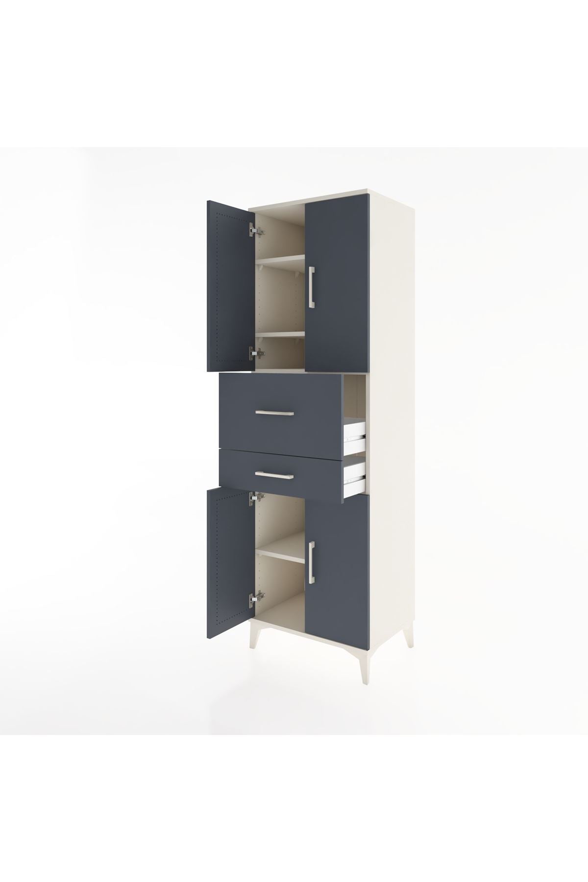 Hyperion Dolap 4 Raflı 2 Çekmeceli 4 Kapaklı 60x44x195 Aytaşı-Antrasit