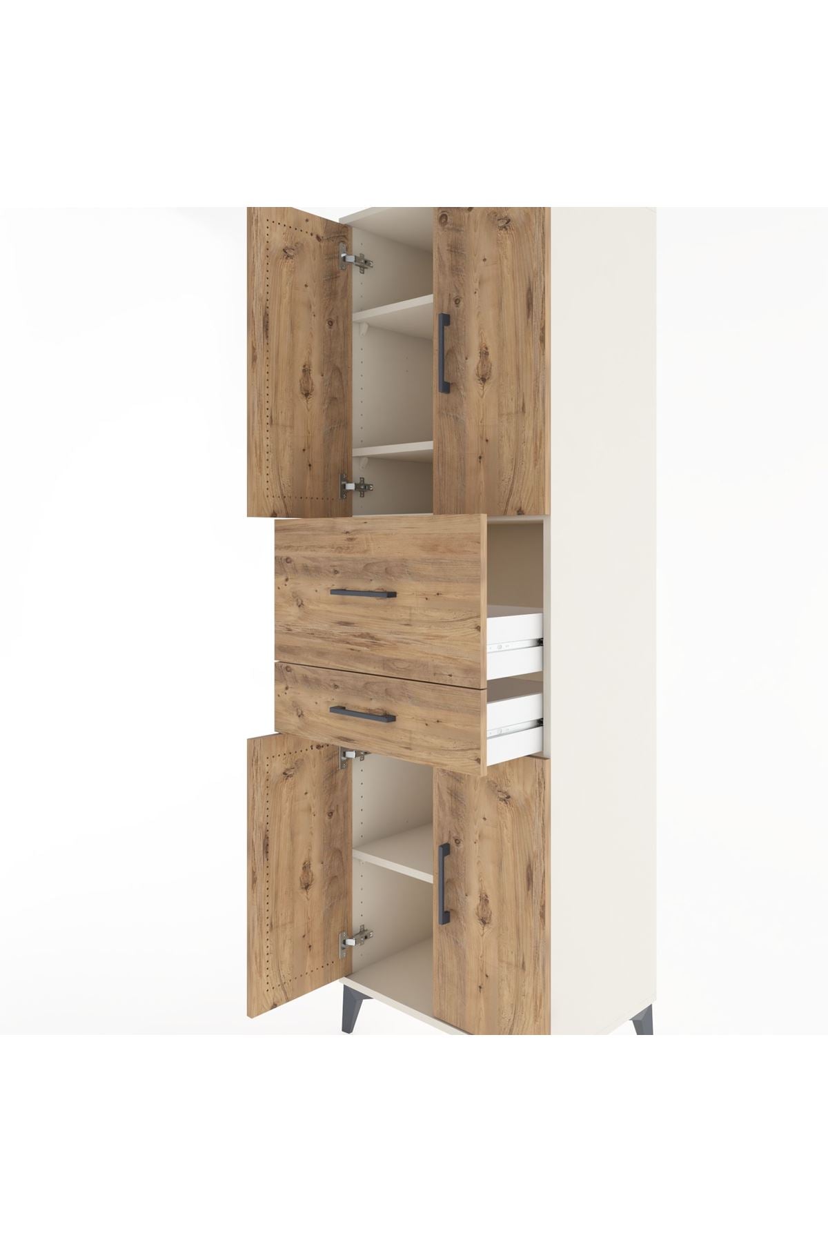 Hyperion Dolap 4 Raflı 2 Çekmeceli 4 Kapaklı 60x44x195 Aytaşı-Çam