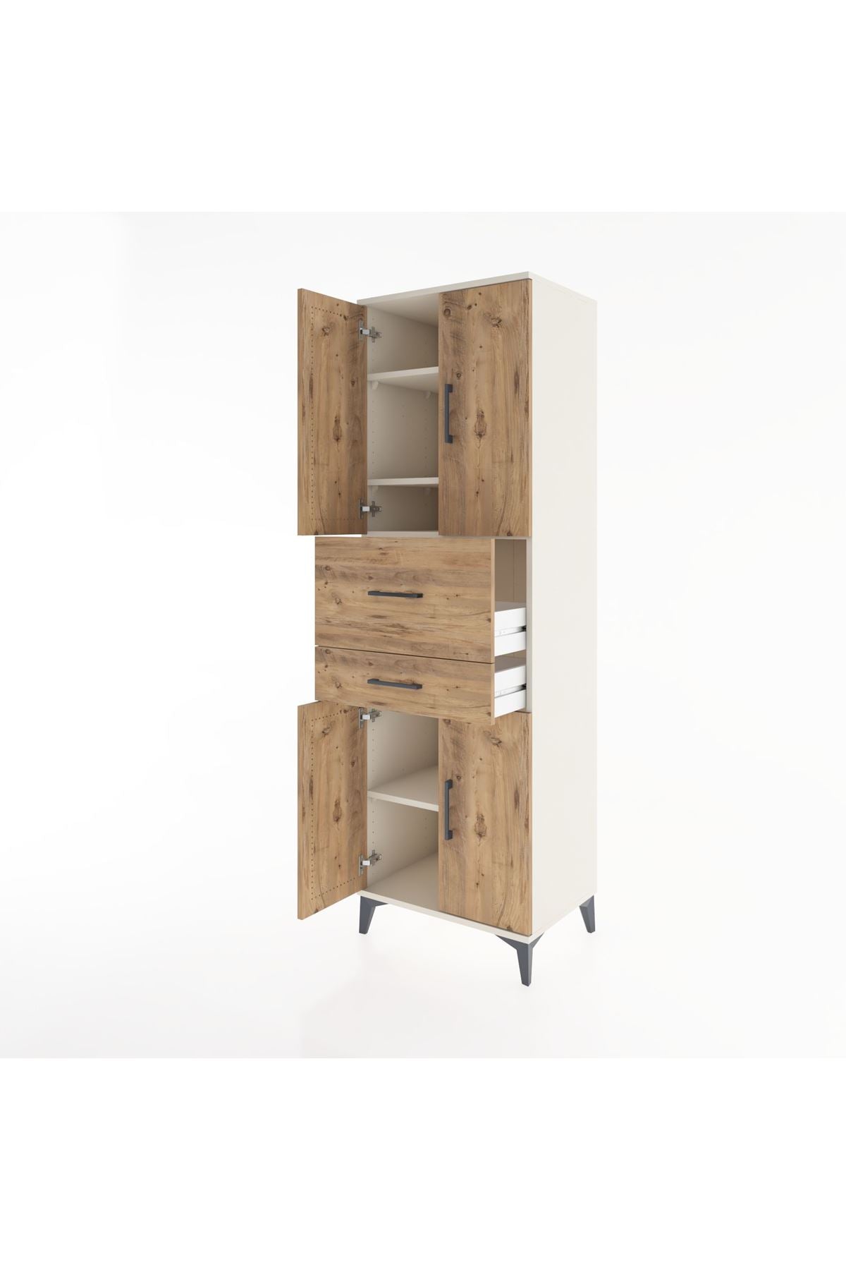 Hyperion Dolap 4 Raflı 2 Çekmeceli 4 Kapaklı 60x44x195 Aytaşı-Çam