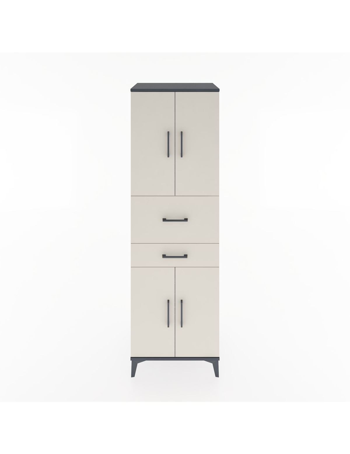 Hyperion Dolap 4 Raflı 2 Çekmeceli 4 Kapaklı 60x44x195 Antrasit-Aytaşı