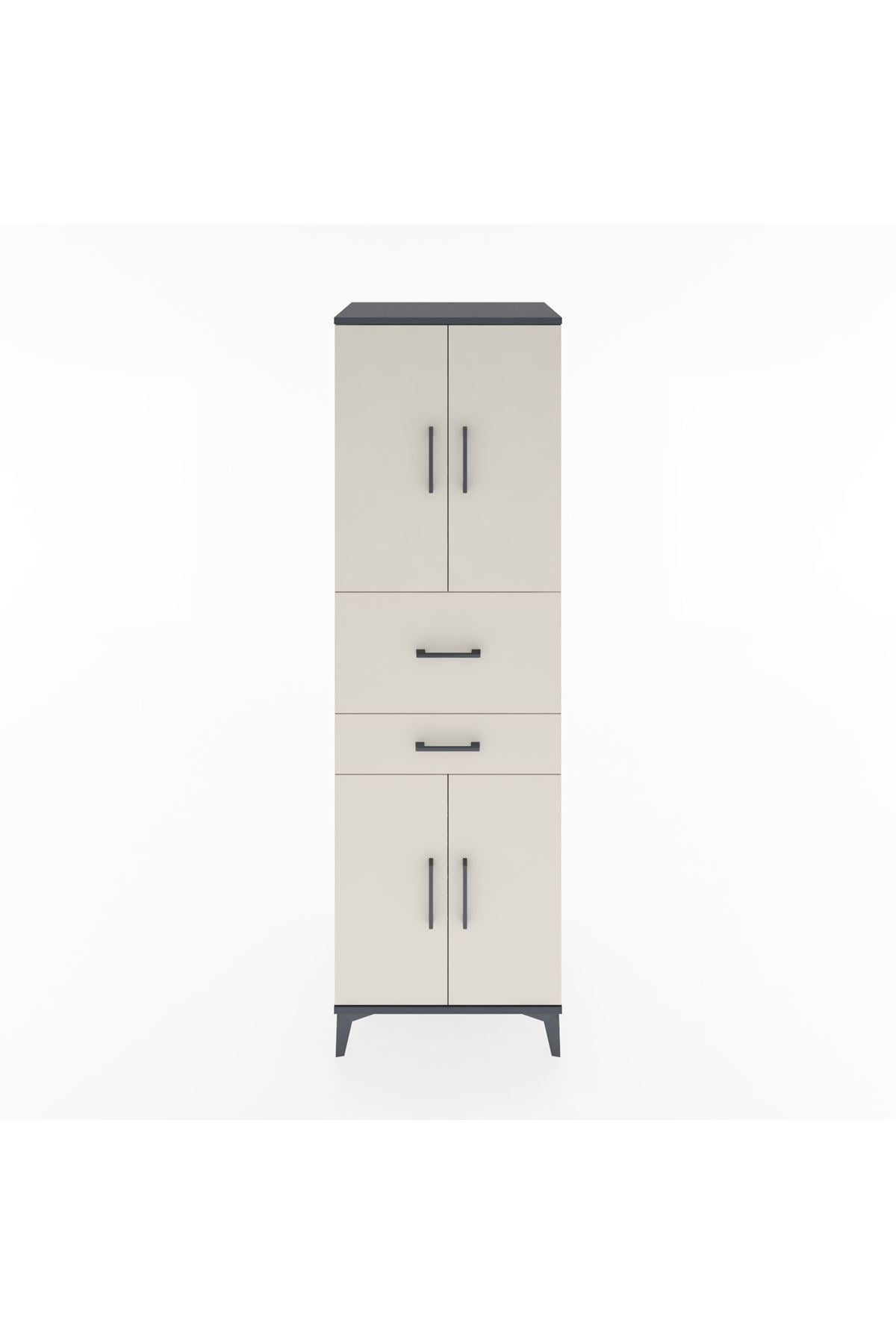 Hyperion Dolap 4 Raflı 2 Çekmeceli 4 Kapaklı 60x44x195 Antrasit-Aytaşı