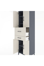 Hyperion Dolap 4 Raflı 2 Çekmeceli 4 Kapaklı 60x44x195 Antrasit-Aytaşı