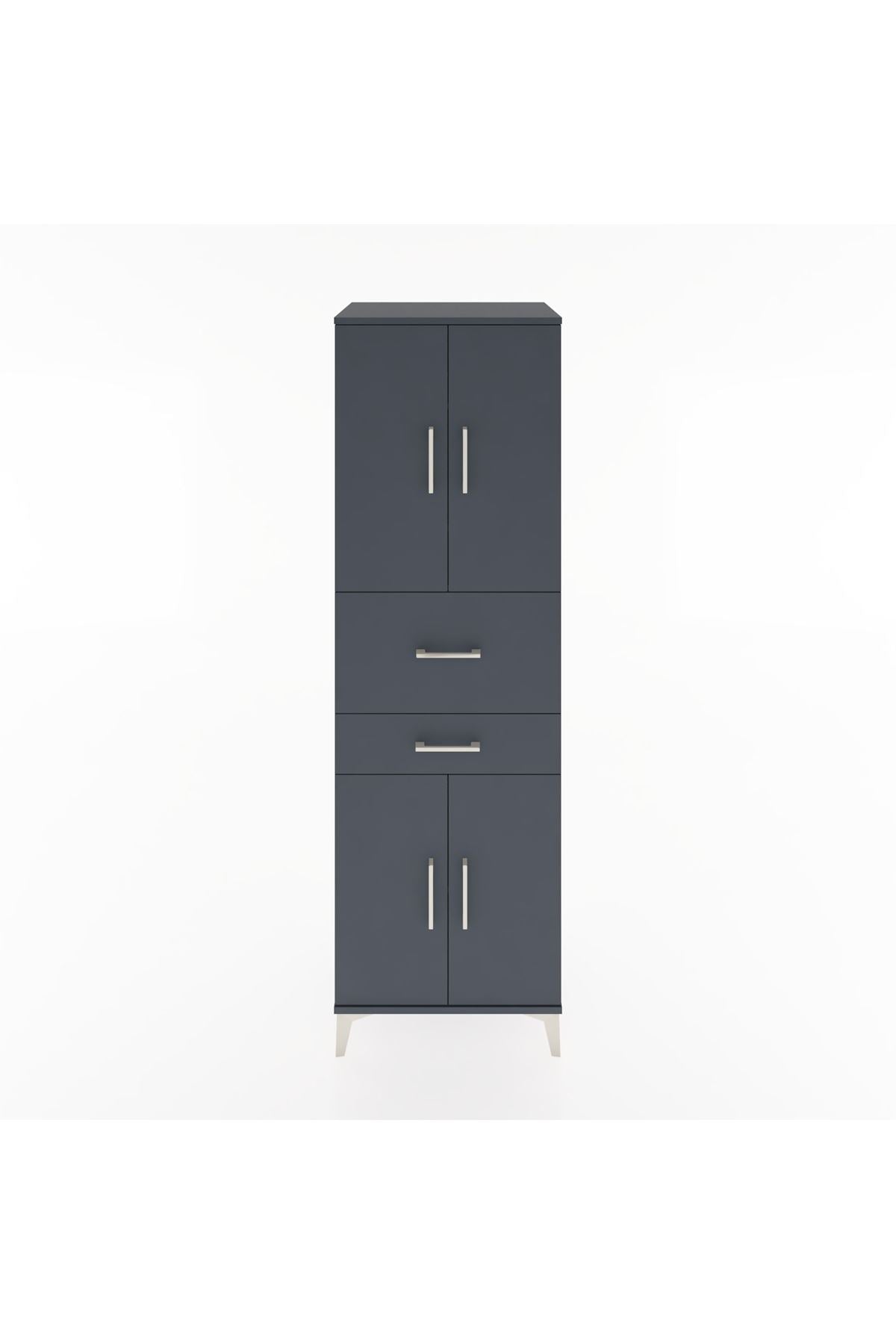 Hyperion Dolap 4 Raflı 2 Çekmeceli 4 Kapaklı 60x44x195 Antrasit-Antrasit