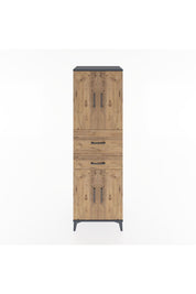 Hyperion Dolap 4 Raflı 2 Çekmeceli 4 Kapaklı 60x44x195 Antrasit-Çam