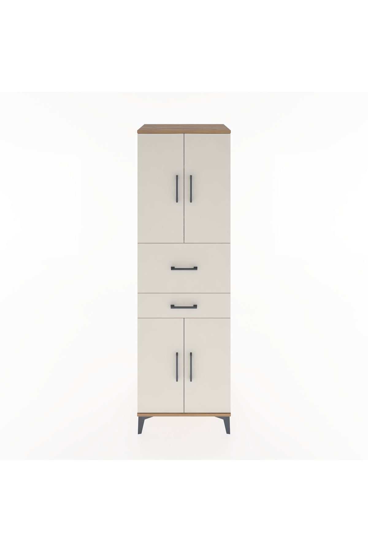 Hyperion Dolap 4 Raflı 2 Çekmeceli 4 Kapaklı 60x44x195 Çam-Aytaşı