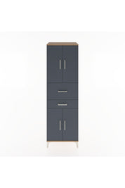 Hyperion Dolap 4 Raflı 2 Çekmeceli 4 Kapaklı 60x44x195 Çam-Antrasit